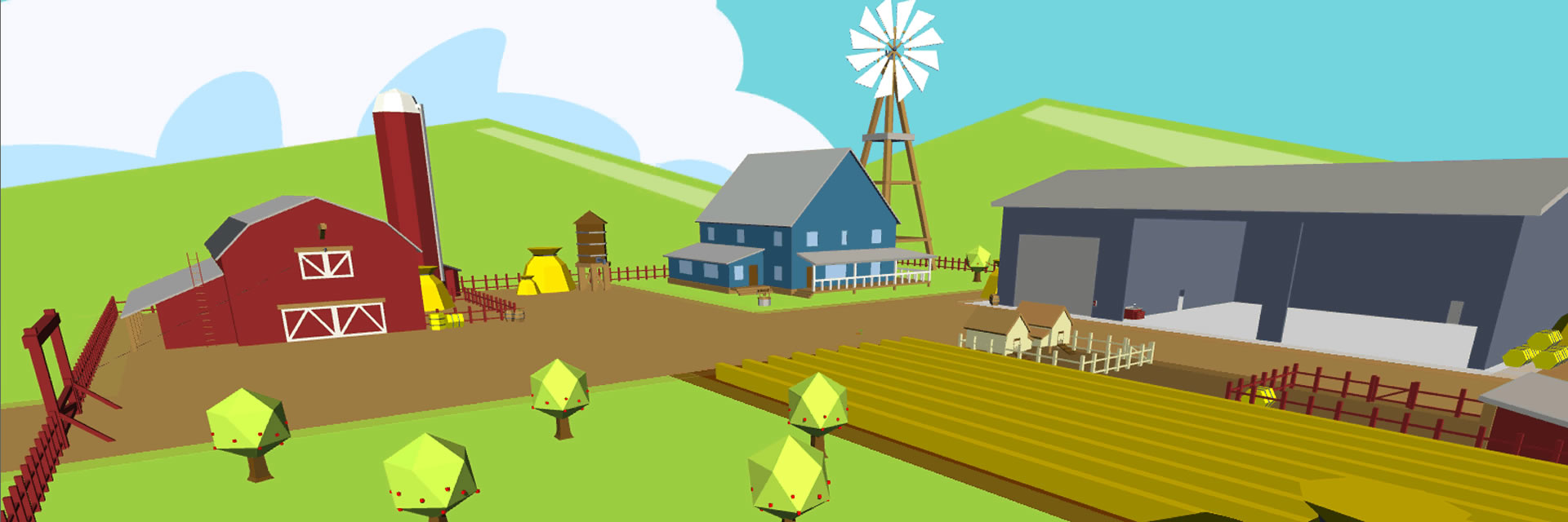 a view of the farm yard example scene from VRTK version 4
